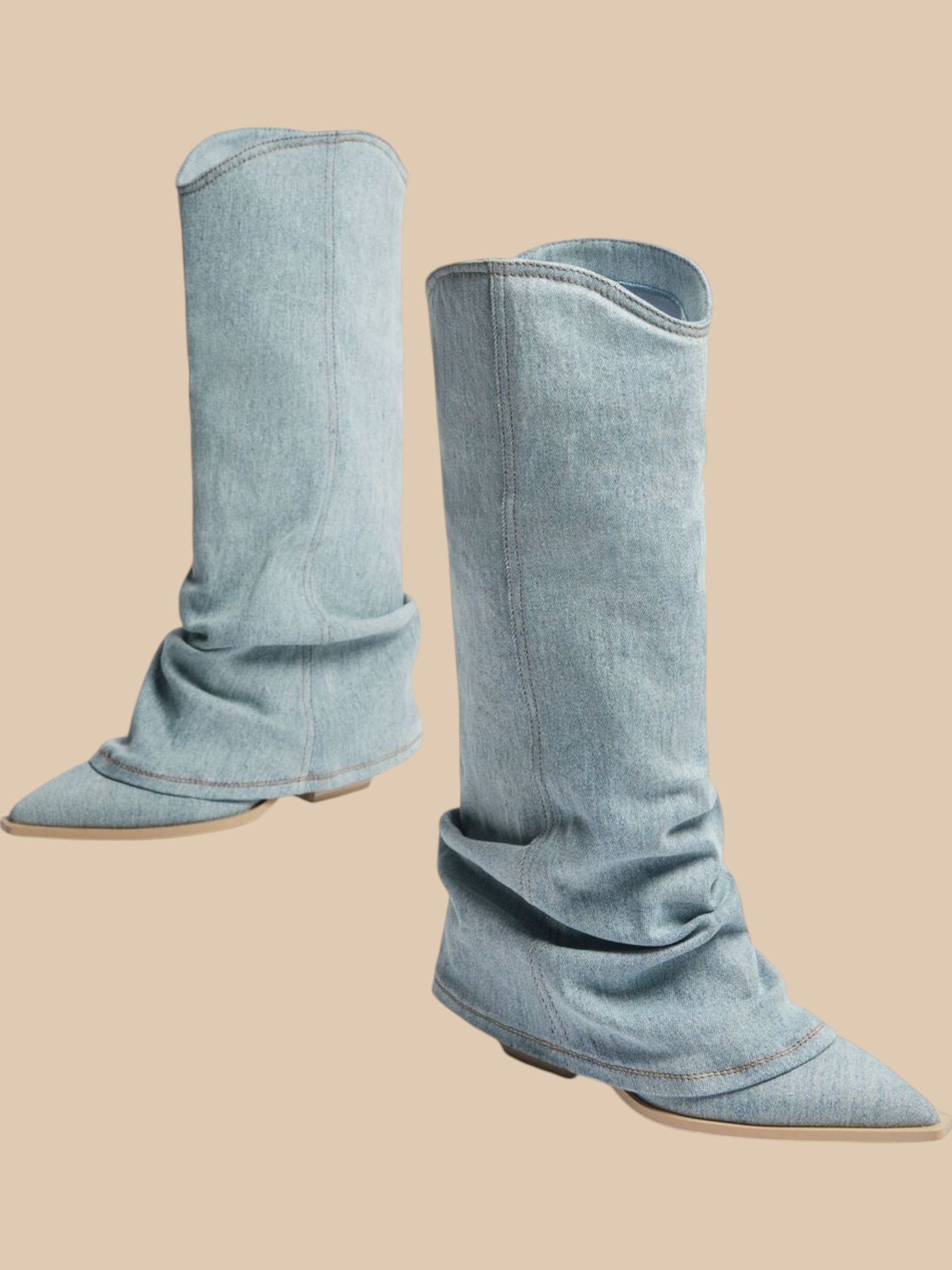 Laura Denim Western Boots – Slouchy Cuff Statement Cowboy Boot