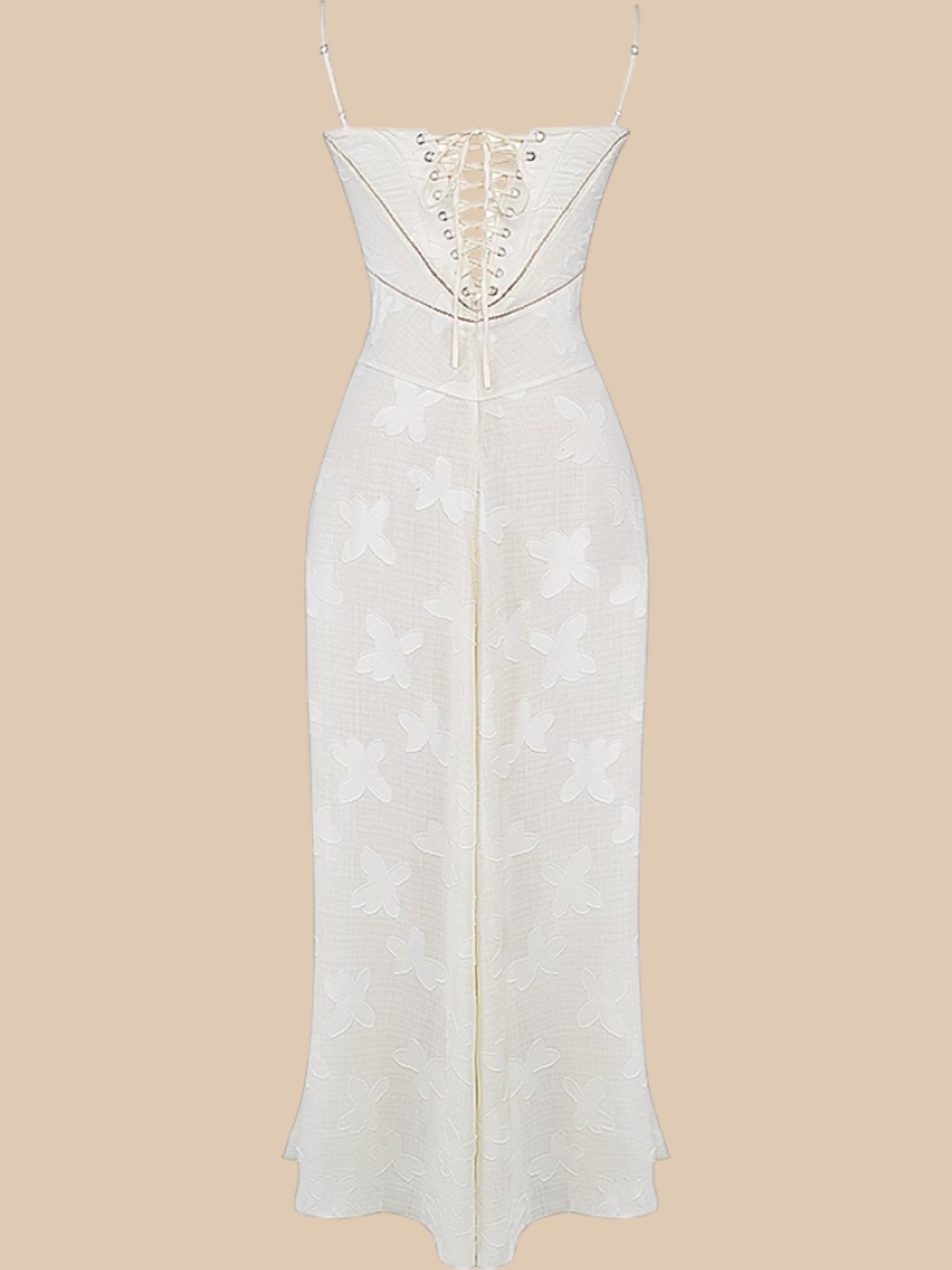 Dolly Lace-Up Maxi Dress – Romantic Sheer Lace Corset Gown