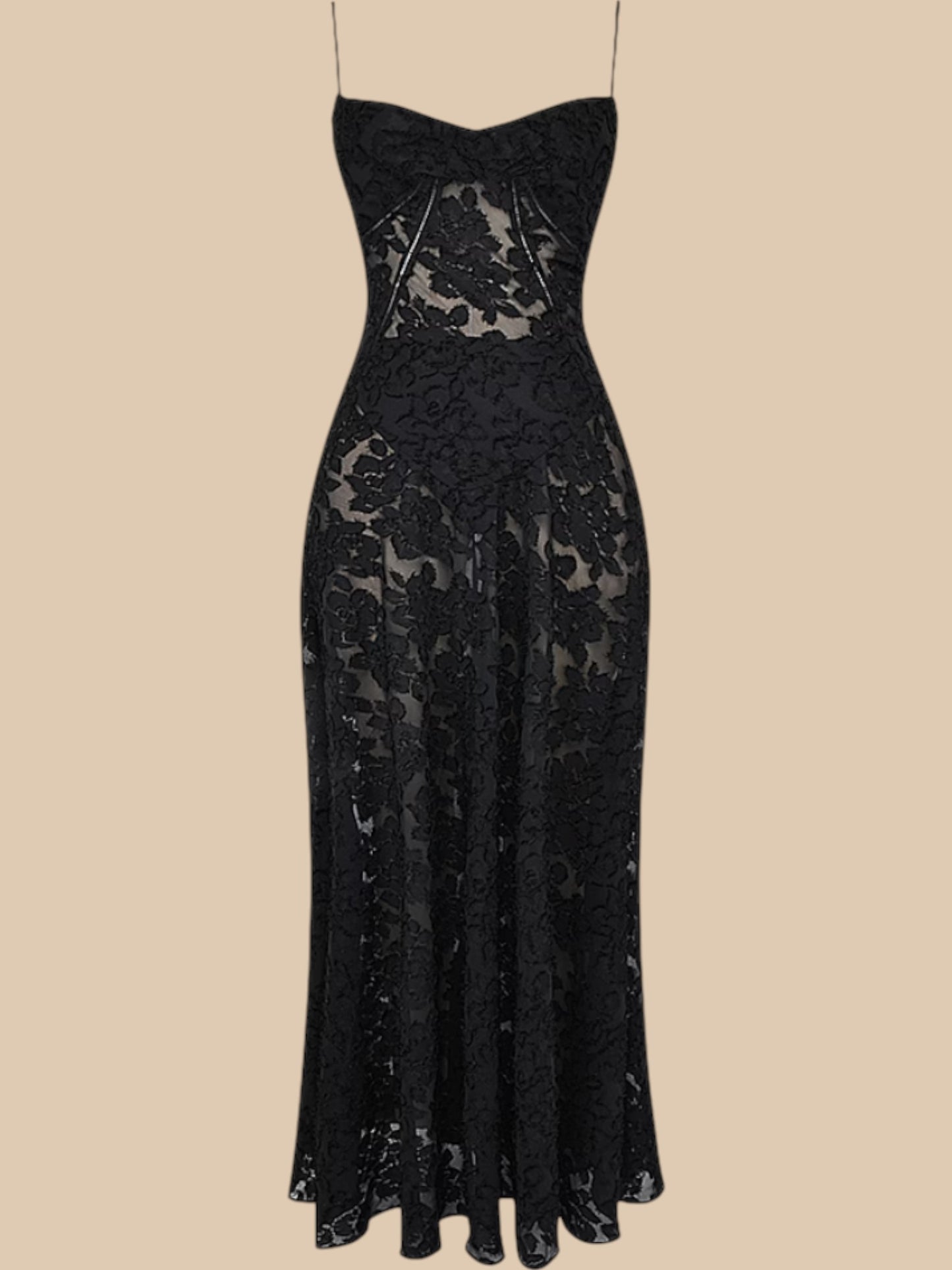 Dolly Lace-Up Maxi Dress – Romantic Sheer Lace Corset Gown