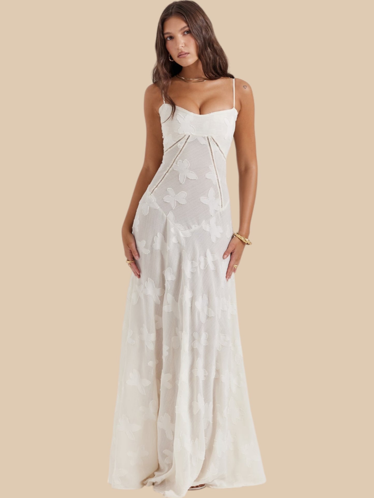 Dolly Lace-Up Maxi Dress – Romantic Sheer Lace Corset Gown