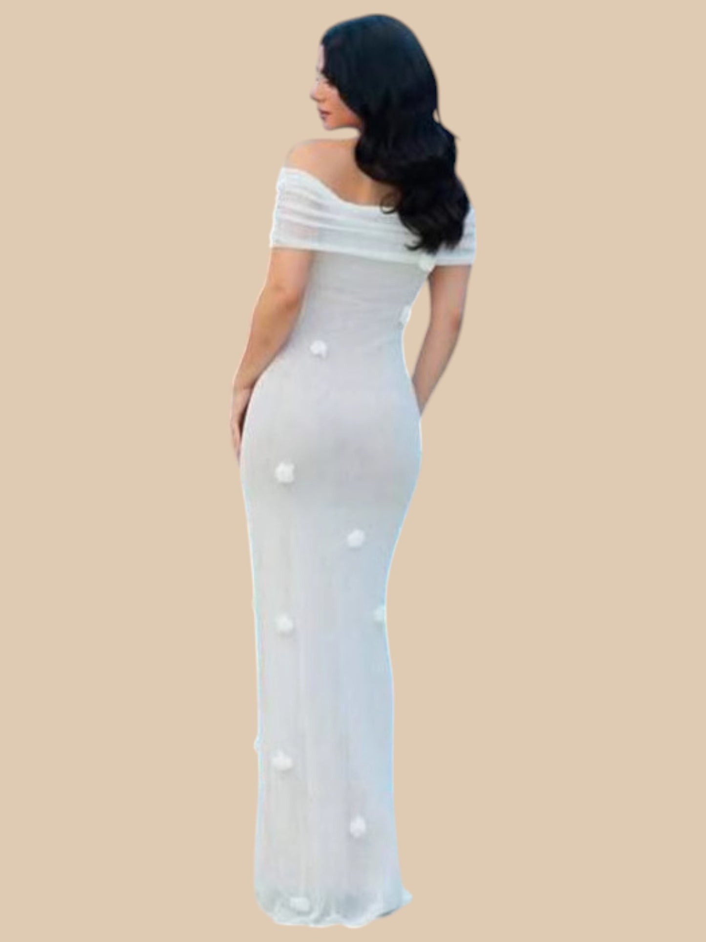 Fiorella Sirena Knit Maxi Dress – Off-Shoulder Fishtail Evening Gown