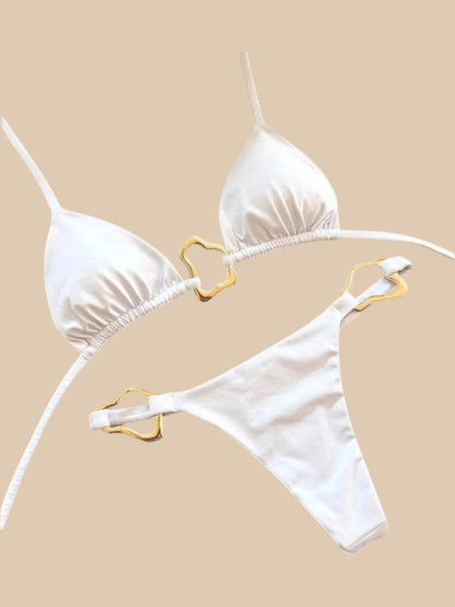 Celestina Solid Color Bikini with Gold Accents – Women’s Two-Piece Swimwear