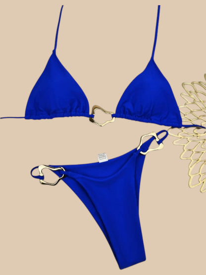 Celestina Solid Color Bikini with Gold Accents – Women’s Two-Piece Swimwear