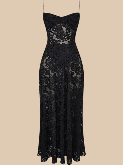 Dolly Lace-Up Maxi Dress – Romantic Sheer Lace Corset Gown