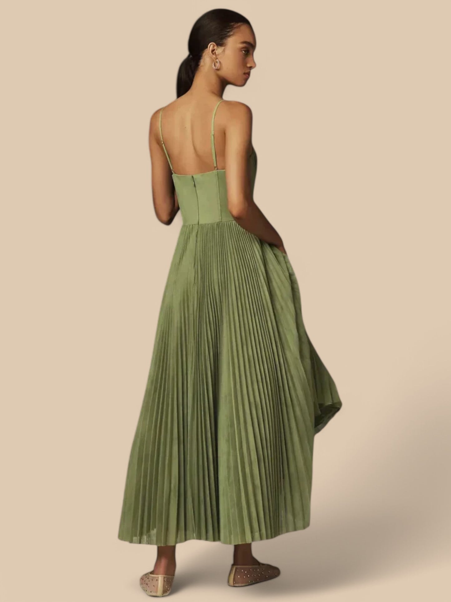 Elodie Pleated Tulle Midi Dress – Strapless A-Line Cocktail Gown