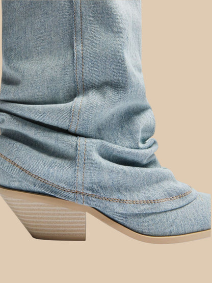 Laura Denim Western Boots – Slouchy Cuff Statement Cowboy Boot