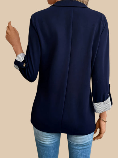 Marseille Noir | Classic Tailored Blazer with Roll-Up Sleeves