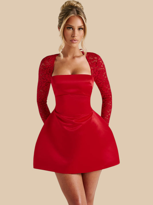 Elodie Dentelle Mini Dress – Lace Sleeve Mini Dress